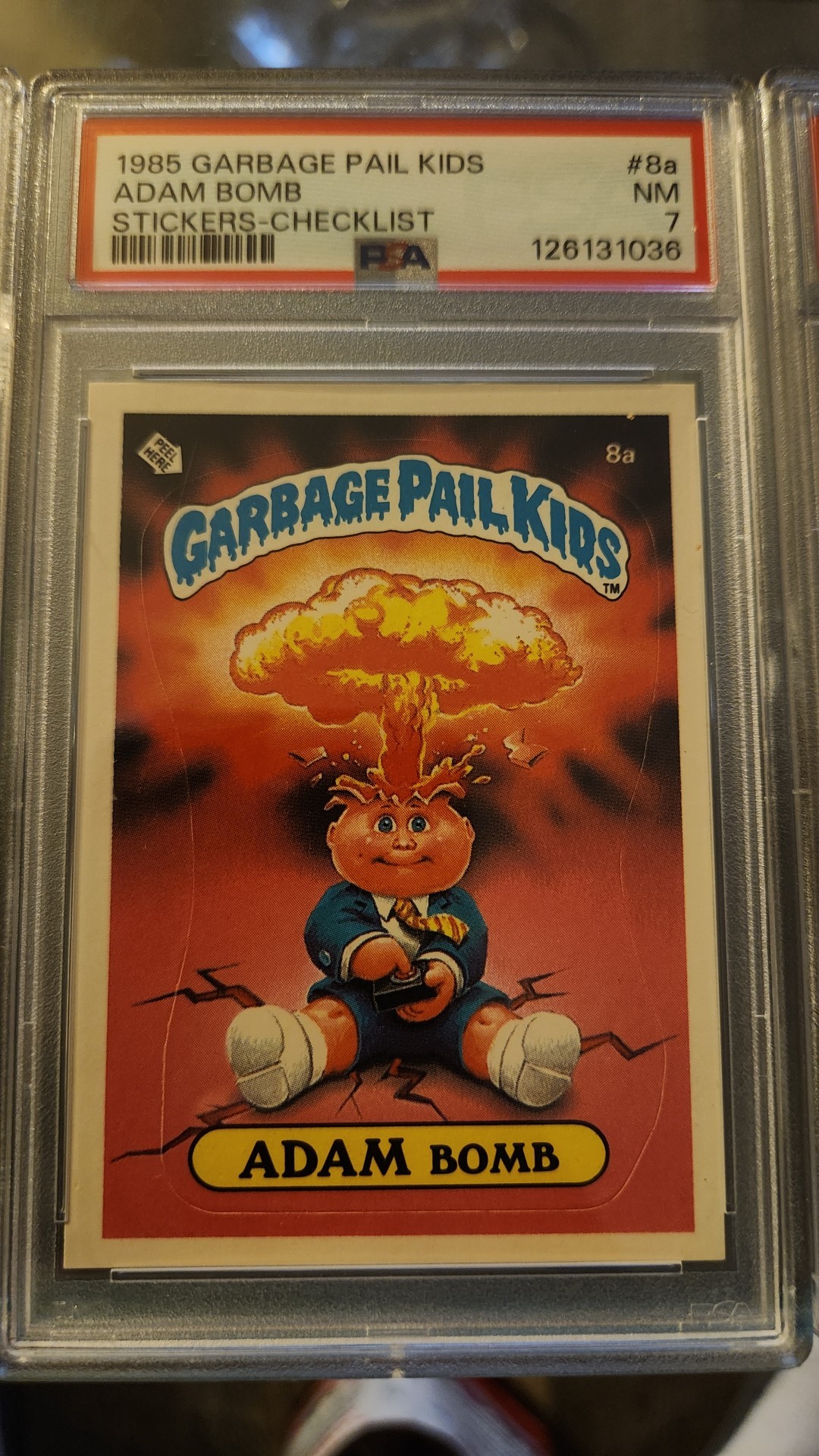 1985 Garbage Pail Kids Adam Bomb PSA graded NM 7
